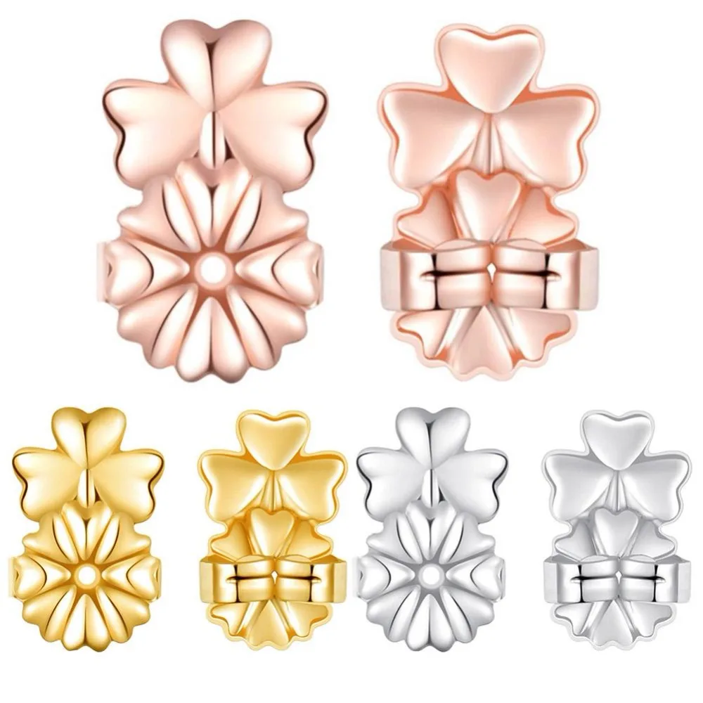 

New Magic Earring Back Support Earring Lifts Fits all Post Earrings Set Clover Shape Earrings Jewelry Accessories oorbellen