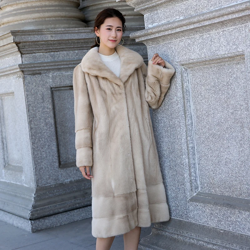 Luxury mink fur coat women winter thick warm natural mink marten fur jacket high end quality