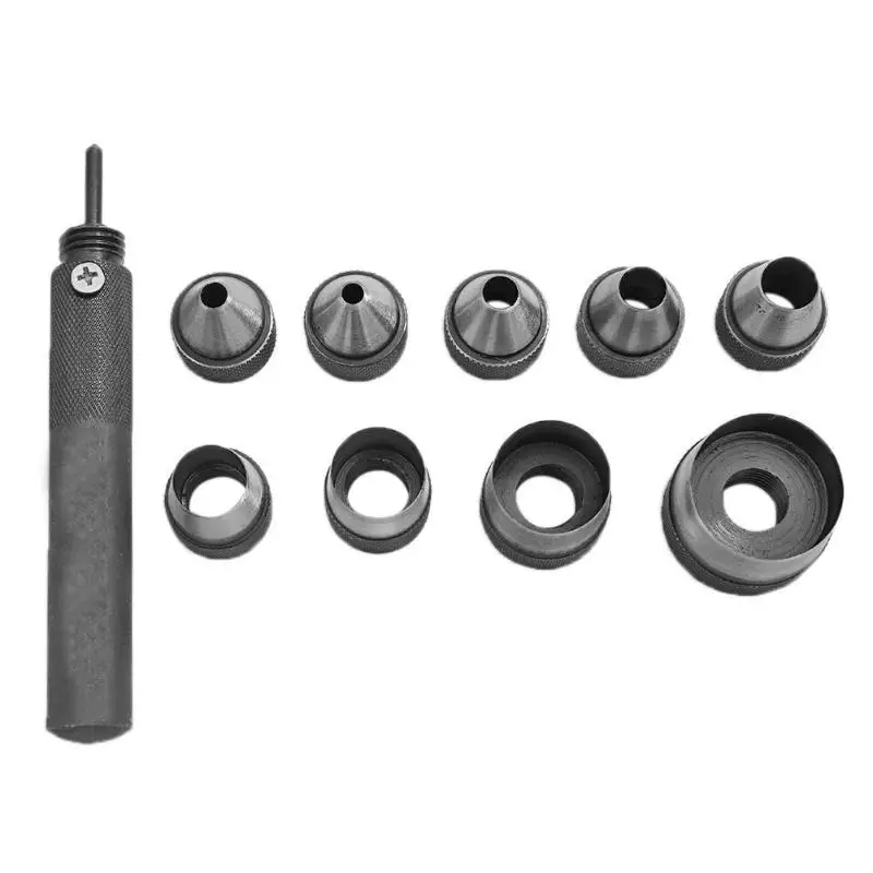 10 pcs/set Heavy Duty Hollow Leather Punch Set Craft Puncher Leathercraft Punch Leather Tools Kit Holes Perforating Tool