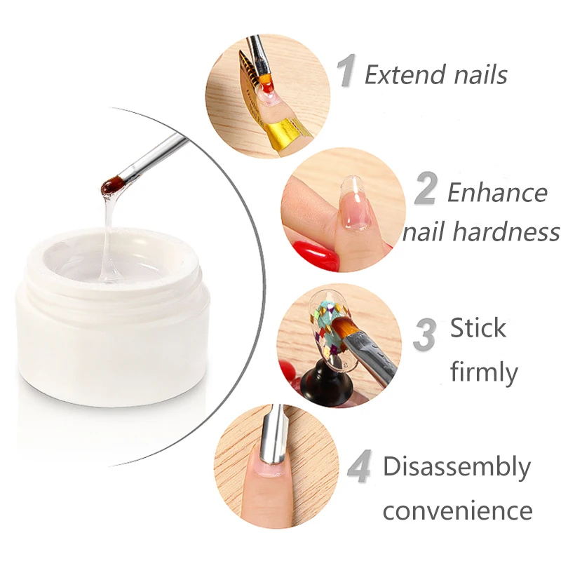 Nail Extension 3 colors Poly UV Gel Builder For Nails Finger Extensions Form Tips UV Gel Polish Art Varnish Kits Sticker