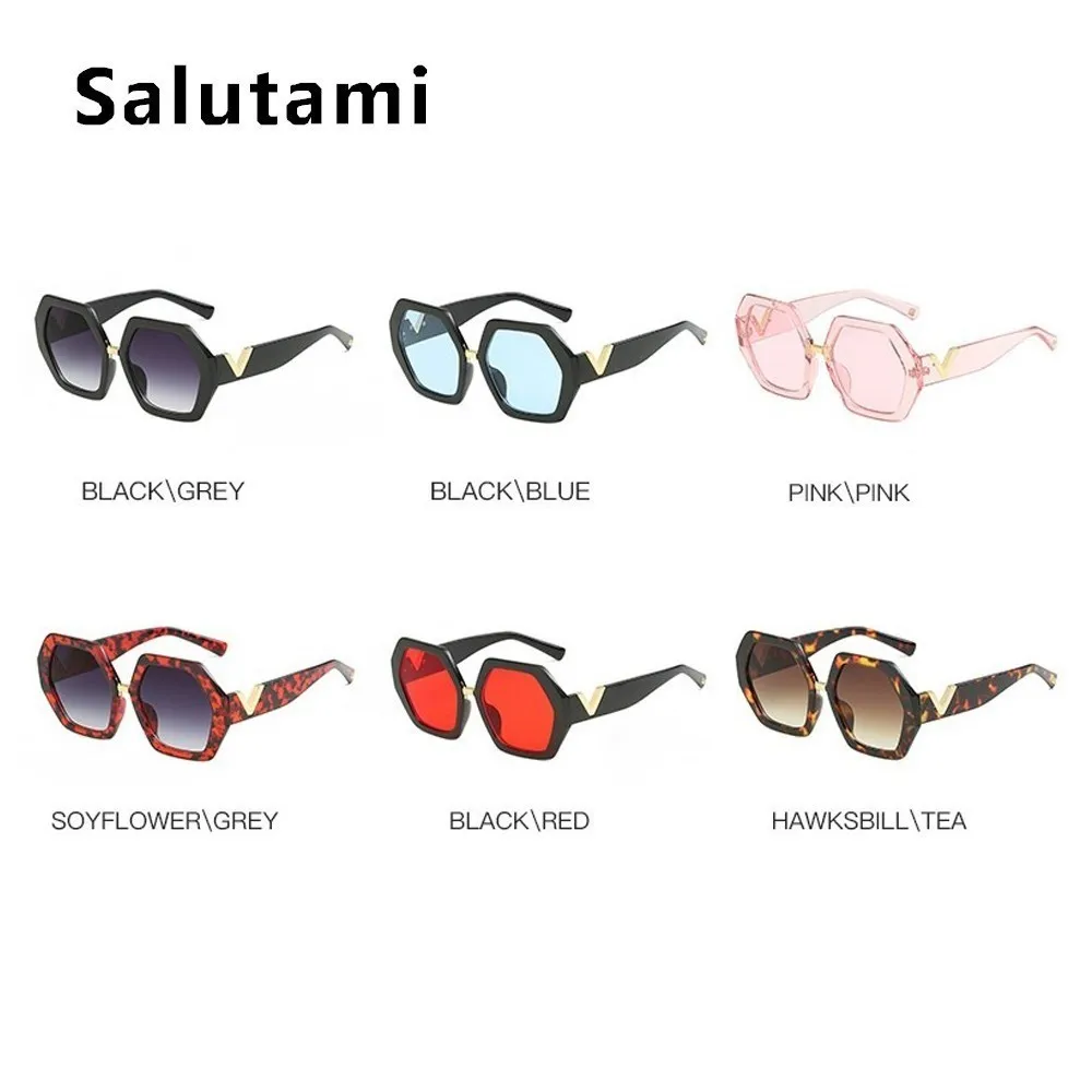 Многоугольные солнцезащитные очки с буквами для женщин, роскошные брендовые шестиугольные черные мужские солнцезащитные очки, винтажные Ретро шикарные женские квадратные очки