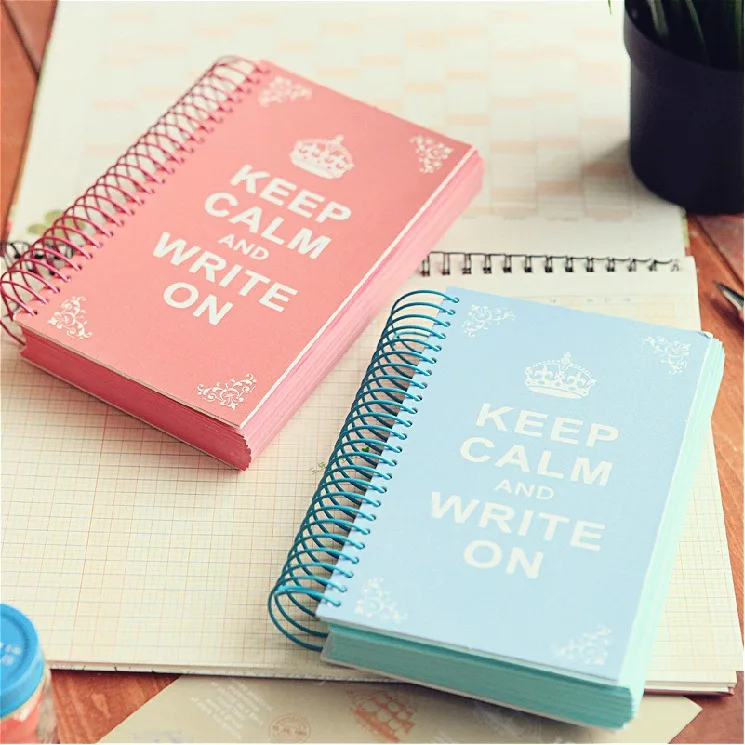 

"Keep Calm" Coil Bound Lined Diary Cute Planner Pocket Journal Notebook Korean Style Agenda Notepad Memo Colorful Gift