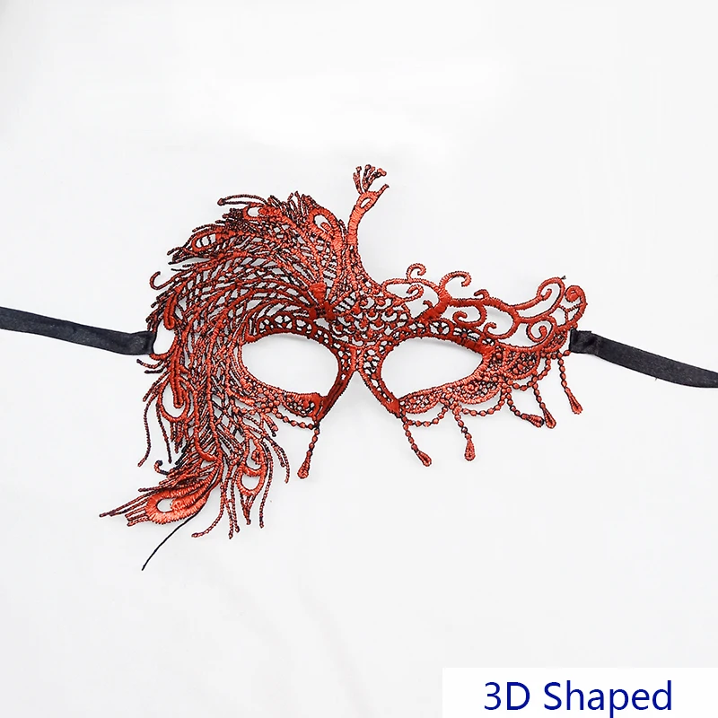 Горячая штамповка красная женская сексуальная Маскарадная маска из кружева для карнавала Хэллоуин Маскарад Половина лица мяч Вечерние Маски маскарадный костюм#30 - Цвет: PM014TR