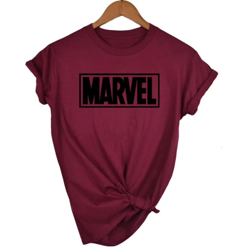 Модная футболка Marvel с коротким рукавом, женская футболка с принтом черной Пантеры, футболка с круглым вырезом, комическая футболка с надпись Marvel, топы, женская белая одежда, футболка - Цвет: chestnut 1