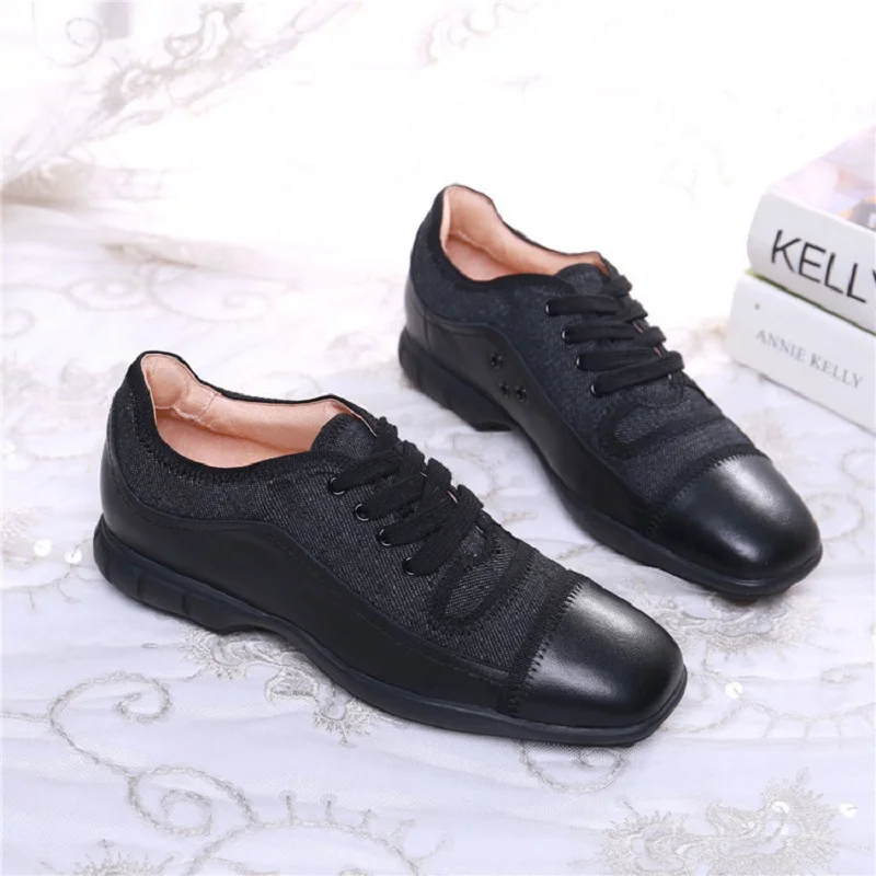 Véritable Fsj D'été Couture Suqare Femme Occasionnels automne Dames Chaussures Bureau En Up Vache fsj01 Cuir Fsj02 Carrière Toe Pompes Printemps Mature Dentelle 4drwd6q