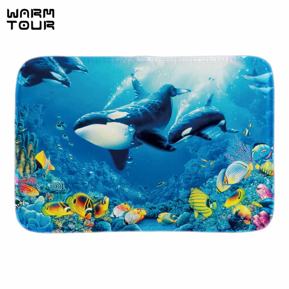 Теплый Тур подводный тропический коврик в виде рыбы Милая Акула домашнее внутреннее наружное коврики для двери мягкая Легкая короткая ткань коврик для ванной комнаты