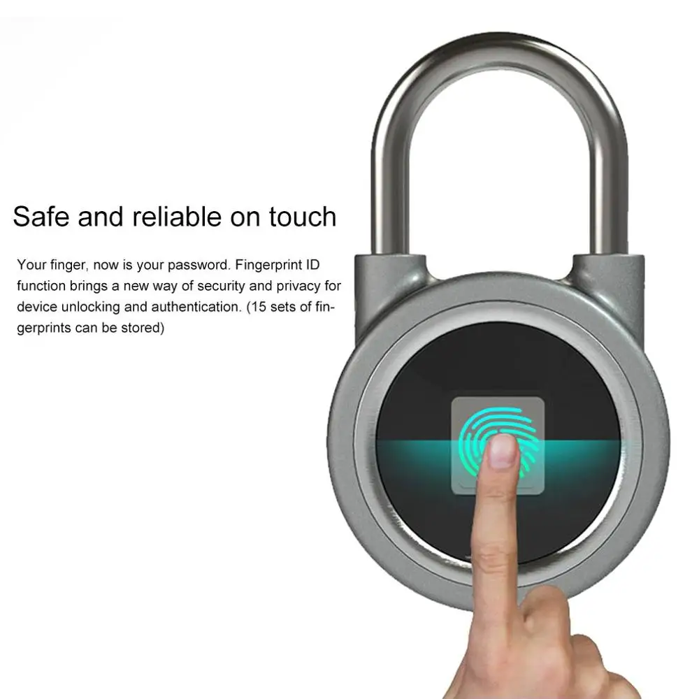 

USB Rechargeable Smart Keyless Fingerprint Lock Wireless WIFI Anti-Theft Security Padlock Door Luggage Case Lock