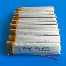 10 pcs 3.7V 500mAh rechargeable lipo battery 601452 li polymer lithium for MP3 bluetooth speaker GPS PSP headset e-book camera