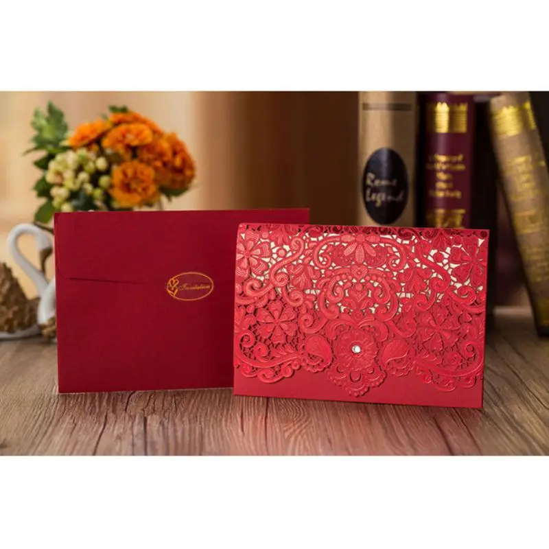  Ochine Invitation Card 10 Pieces Of European Laser Hollow Stamp Blank Inner Page Wedding Invitation - 33053791522