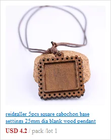Reidgaller 5 шт. 30 мм Дерево кабошон основа подвески настройки с кожаным шнуром diy пустой ободок лотки для ожерелья ювелирных изделий