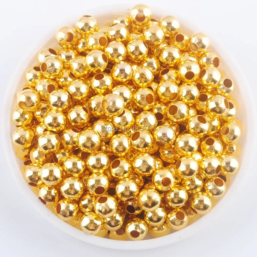 6mm Gold Color Metal Iron Round Loose Beads Spacer for Jewelry Making 100pcs/lot TH3048spacers