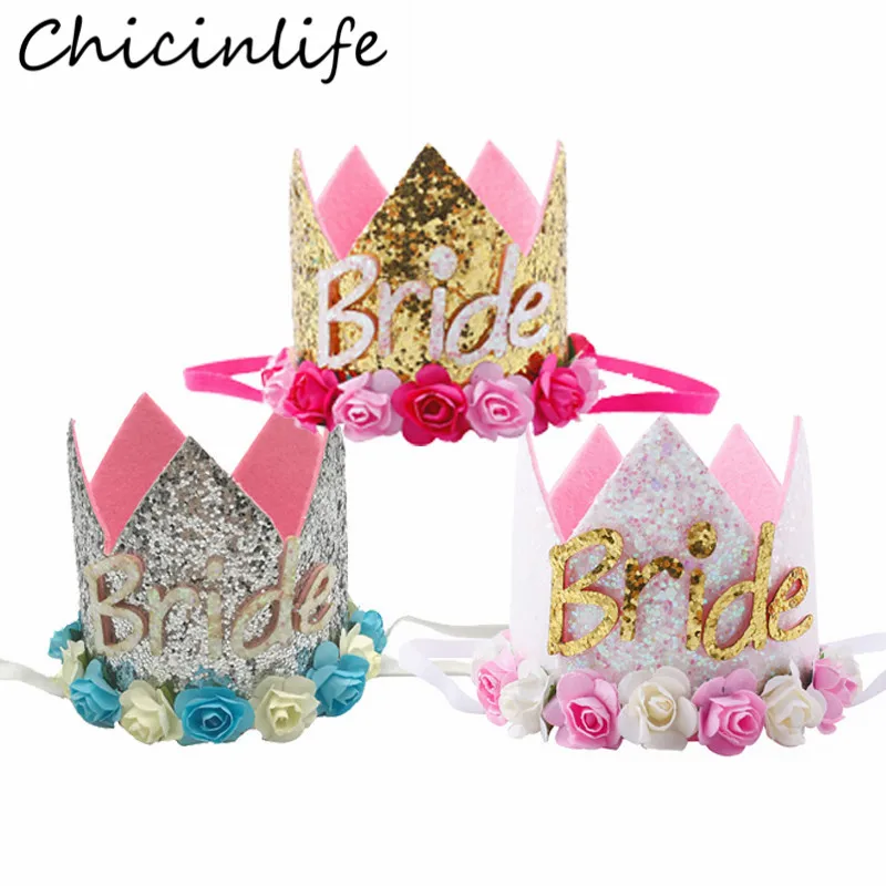 

Chicinlife 1Pcs Gold/White/Silver Bride Crown Headband Bachelorette Party Hen Night Bridal Shower Wedding Favors Decor Supplies