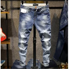Famous Dsel Brand Fashion Designer Jeans Men Straight Dark Blue Color Printed Mens Jeans Ripped Jeans,100% Cotton