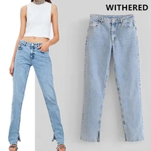 Джинсы с узорами, женские джинсы с высокой талией, винтажные джинсы с завышенной талией, рваные джинсы для женщин, Джинсы бойфренда для женщин