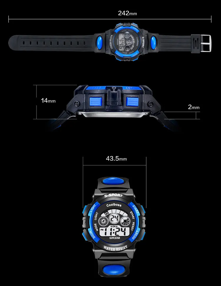 Модные спортивные студенческие Детские часы детские часы для мальчиков и девочек светодио дный светодиодные цифровые электронные