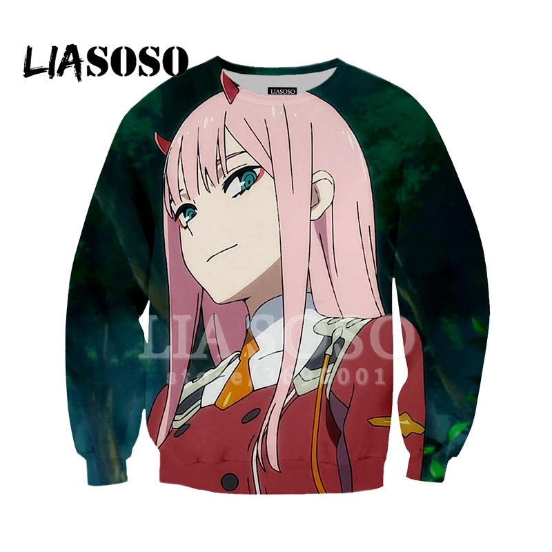 

LIASOSO Sweatshirt Harajuku Hoodies 3d print Anime Darling In The Franxx Zero Two Men Women casual Pullovers Long-sleeve X0554
