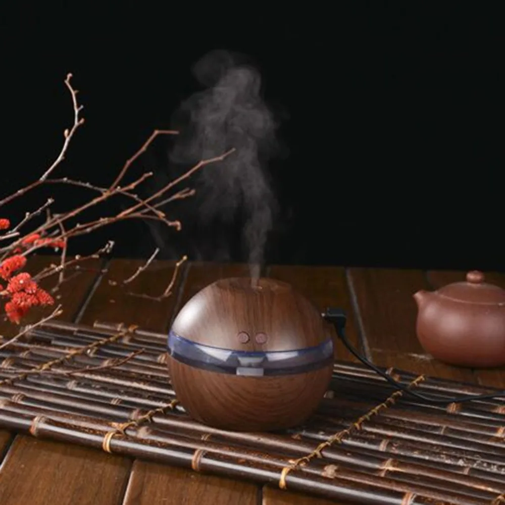 

Wood grain Humidifier Diffuser Air spherical atomizer desktop car Cool Mist Aroma Ultrasonic Essential Oil USB with LED Light