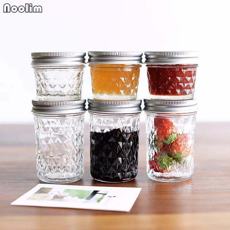 

NOOLIM 1PC Glass Mason Jar Storage Bottle Ice Cream Fruit Installed Cold Drink Infusion Transparent Water Bottle Storage Tank