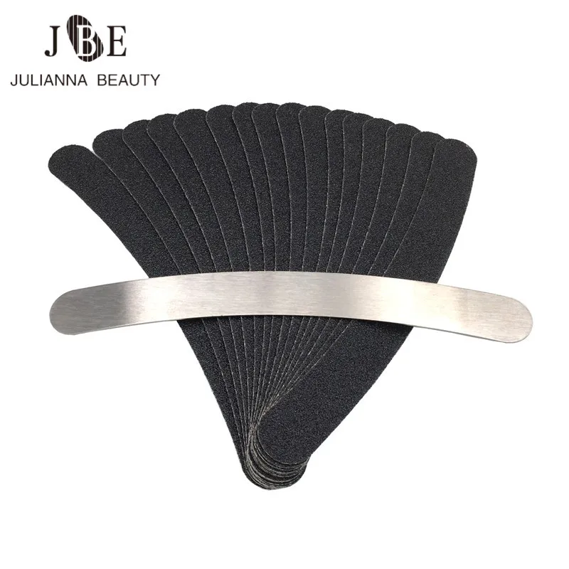 

50Pcs Double Sided Manicure Nail File Calluses Remover Manicure Stainless Steel Handle Sand Paper with Replacement Sand Paper