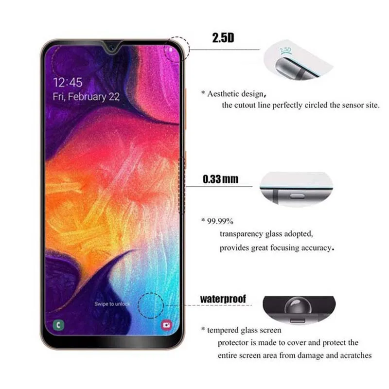Закаленное стекло для samsung A50 Cmera, Защитное стекло для объектива samsung Galaxy A50 A 50 50A 6,4 дюйма, стеклянная пленка A505F Glas