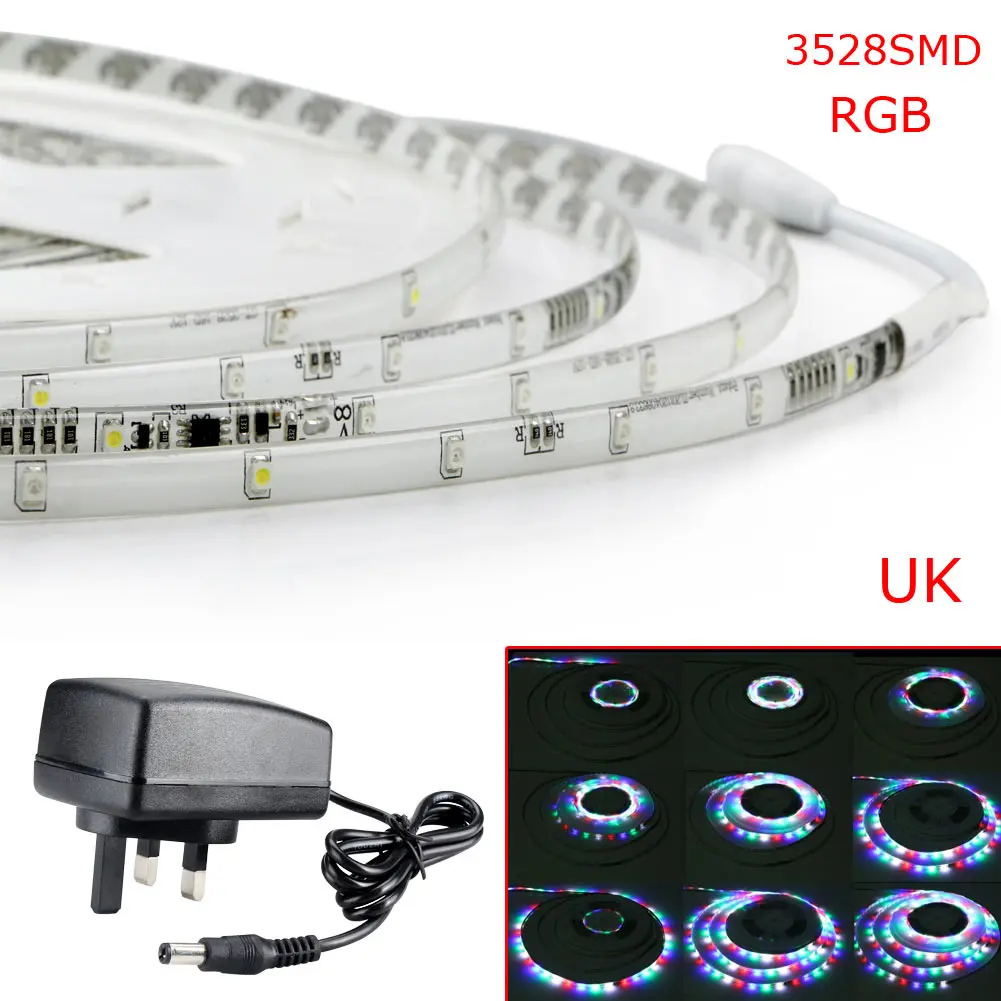 Новые DC 10 м 3528 SMD 320 светодиодный IP67 Класс Водонепроницаемый Радуга строка света RGB открытый светодиодный полосы сада EU/US/UK Мощность Adap Y7