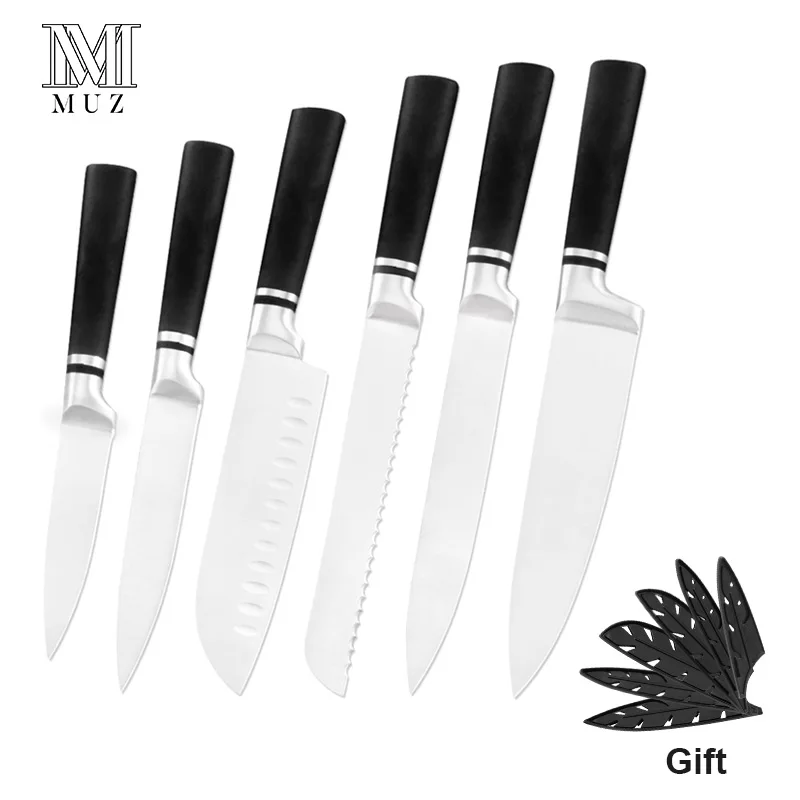 

2019 New Arrival Kitchen Knives Stainless Steel Knifes Cooking Accessories Paring Utility Santoku Slicing Bread Chef Knife Set