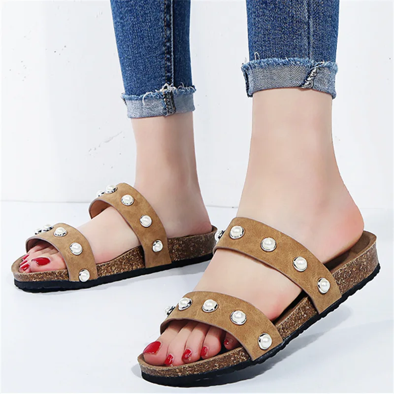 

Shoes female summer new outdoor platform shoes pearl flat sandals women's beach shoes