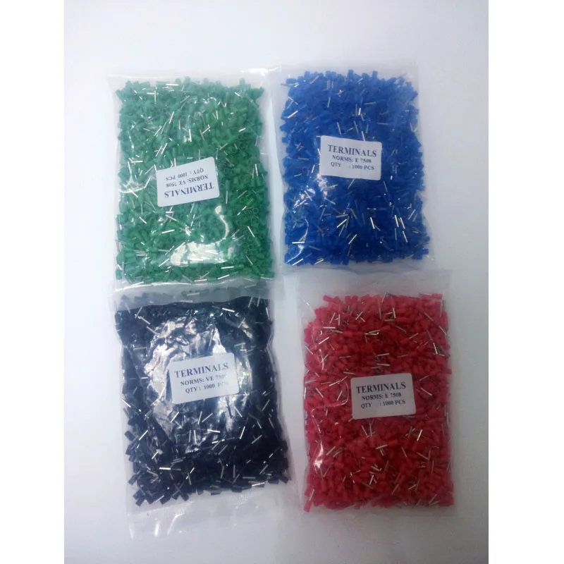 

1000pcs VE7508 20AWG Copper Crimp Connector Insulated Cord Pin End Terminal Ferrules kit set Wire terminals connector