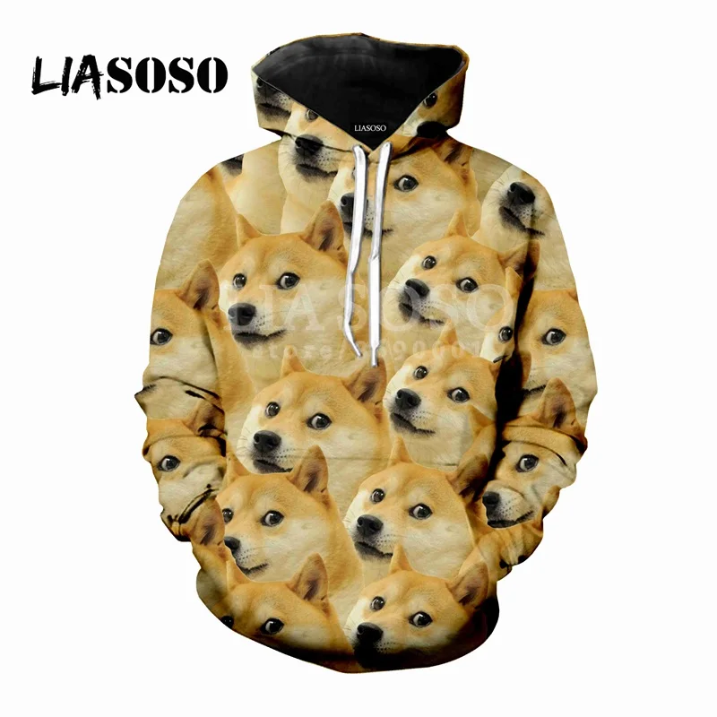 LIASOSO прикольные shiba Inu Doge собака уход за кожей лица 3D принт Для женщин Для мужчин Толстовки с капюшоном толстовки пуловер свободного покроя в стиле «хип-хоп» X0485 - Цвет: 2