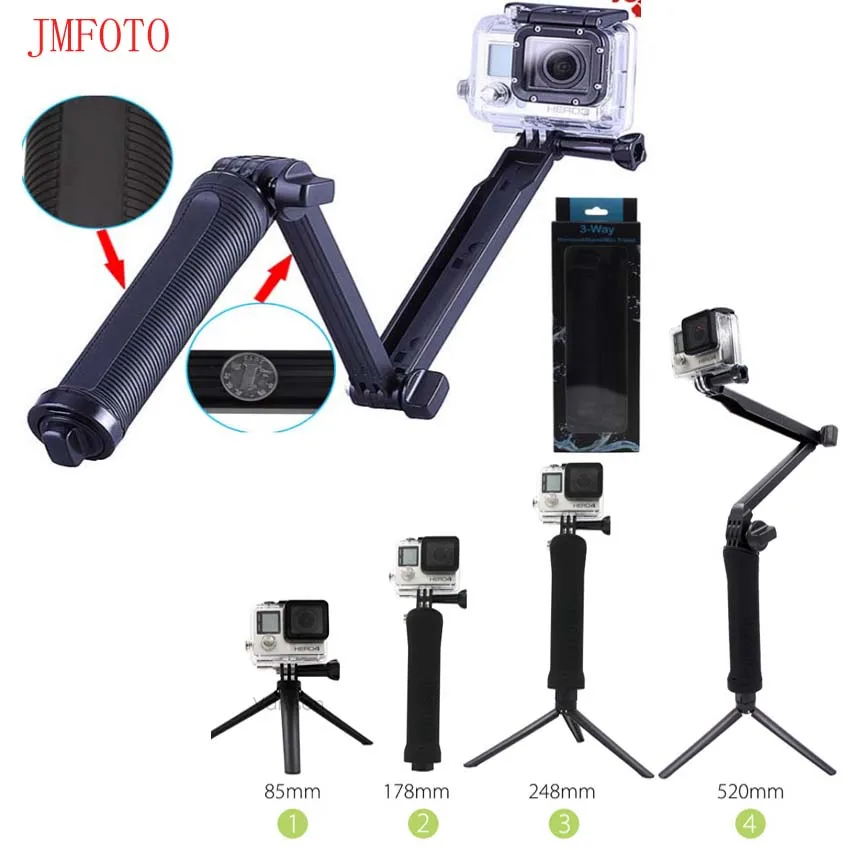 JMFOTO for Gopro Accessories Tripod 3 Way Monopod Mount Extension Arm