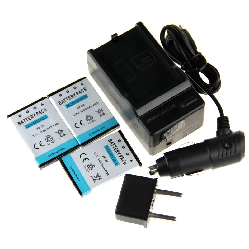 

Digital Boy 3 * NP-20 Li-ion Camera Battery +1 * NP20 NP 20 Battery Charger + Car Charger  For CASIO EX-S880 EX-Z6 EX-S880RD