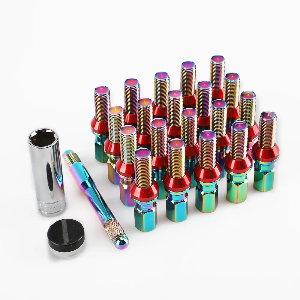 

20PCS Colorful Taper Seat wheel nuts lug nuts M12x1.25,M12x1.5,M14x1.25,M14x1.5 for Porsche, for BMW,for Audi, for Volkswagen