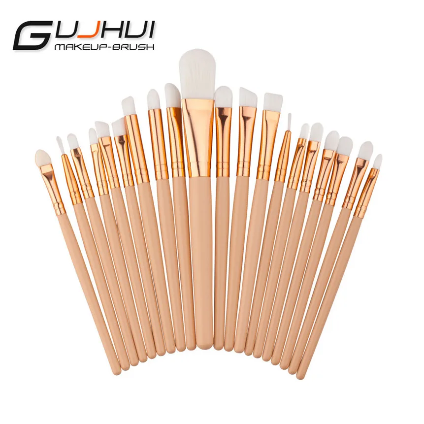 GUJHUI ColorWomen 20 Шт./компл. Pro Белый Волос Макияж Красота Дерева Кисти Порошок Тени Для