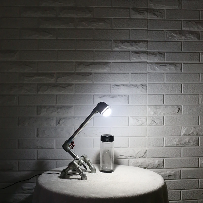 Us 39 99 Vintage Industrial Retro Style Steel Pipe Desk Table Lamp Light Comes With Led Bulb Home Restaurant Cafe Decoration B021 In Lamps