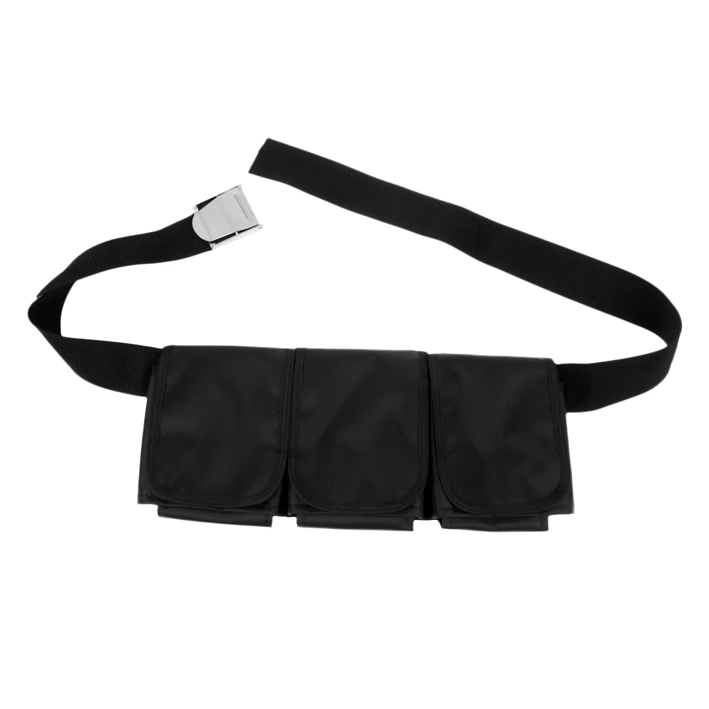 Perfeclan Durable Strong Weight Belt 3 Pocket Webbing Waist Strap For Scuba Diving Free Dive Scuba Diving 