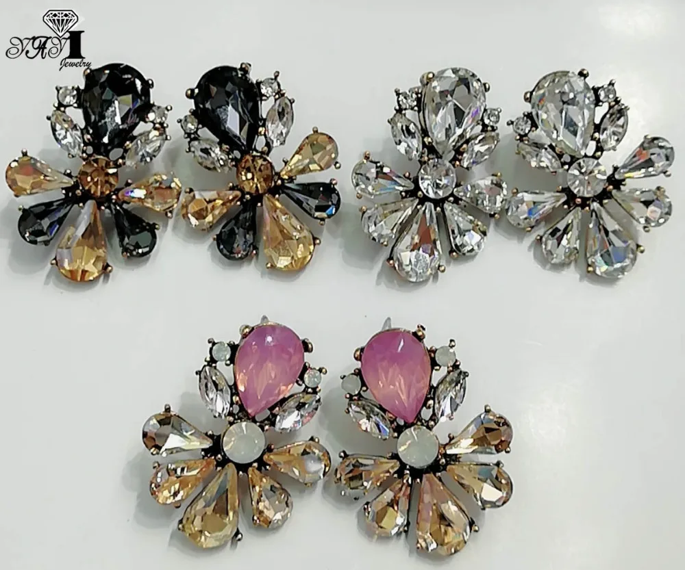 

YaYi Jewelry Fashion Multi Glass Rhinestone Dangle Crystal Earring Women's Fashion Ancient Gold Color Gem Earrings Gift