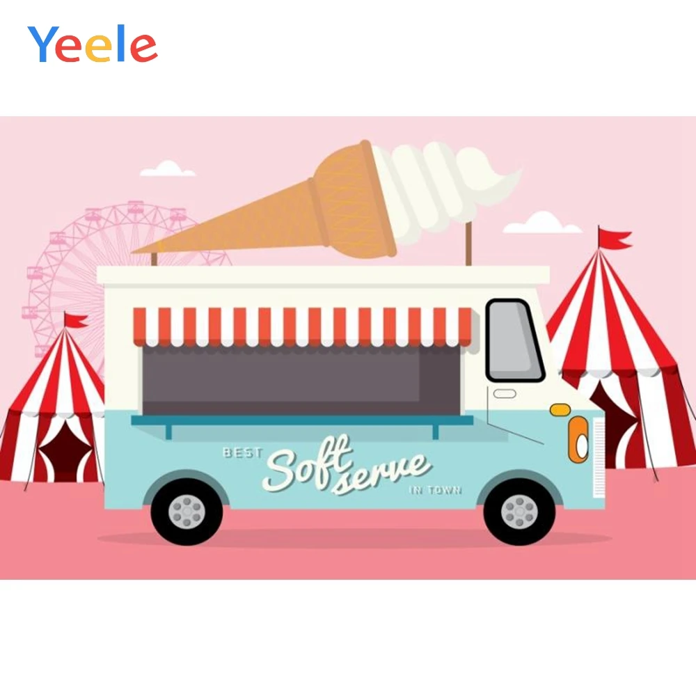 

Yeele Cartoon Ice Cream Car Shop Backdrop Customized Photographic Backdrops Photography Background Photocall Photo Studio