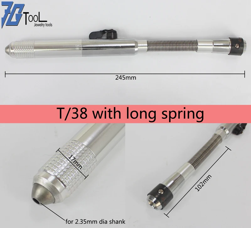 Поворотный быстросменный наконечник гибкий вал 2,35 мм хвостовик инструмент для Foredom T30 держатель ножа ручной инструмент - Цвет: T38 with long spring