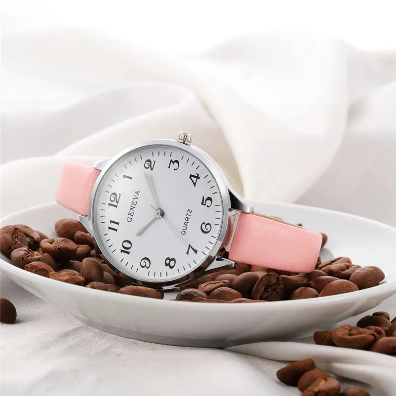 Женские наручные часы, высокое качество, женские часы montre femme Geneva, кварцевые часы, женские часы, reloj mujer, элегантные - Цвет: F pink