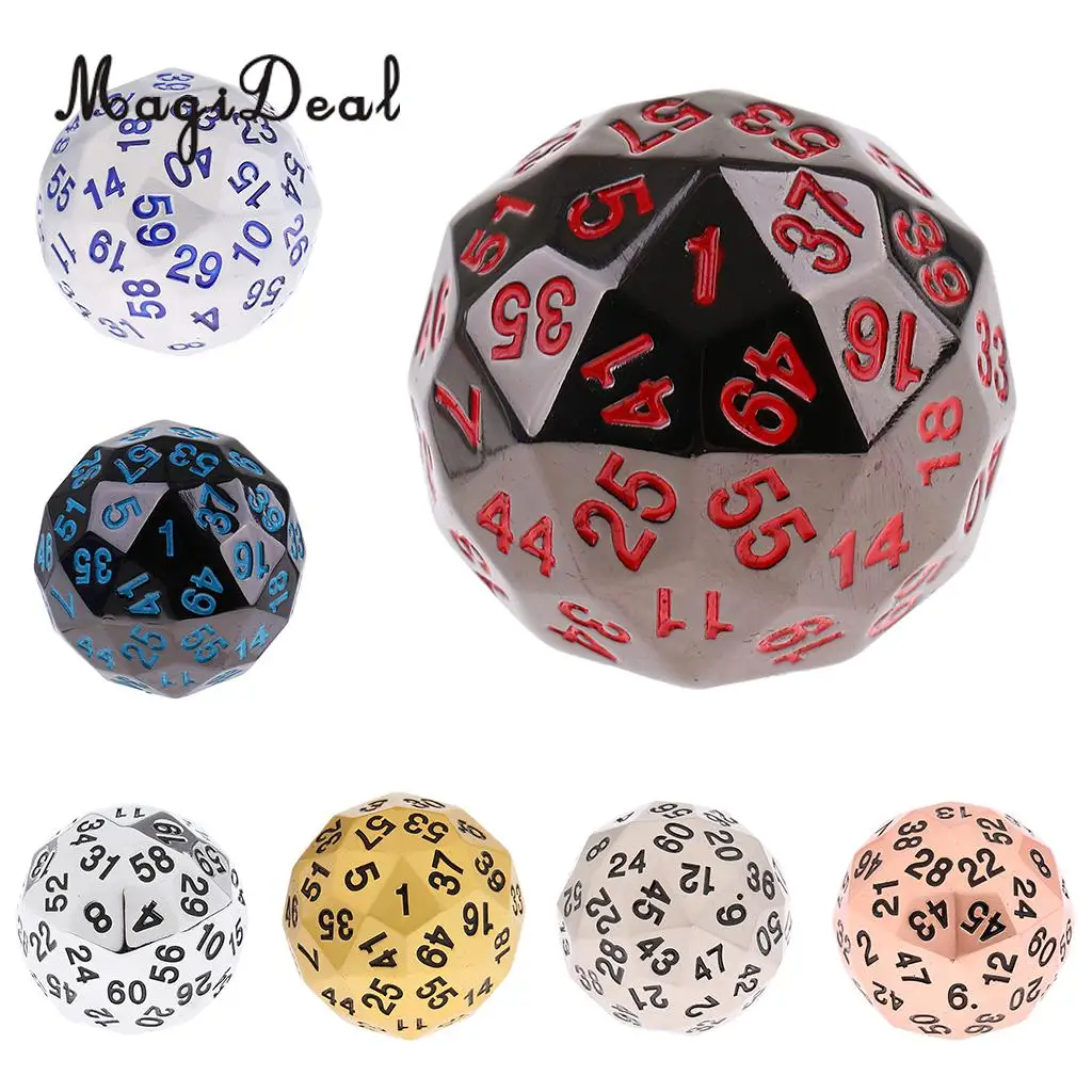 MagiDeal, 38 мм, сплав, многогранные игральные кости, 60 сторонних D60, Плашки для D&D, ролевые игры, настольные игры, вечерние, Клубные, питьевые игры, игровой реквизит, новинка, подарок