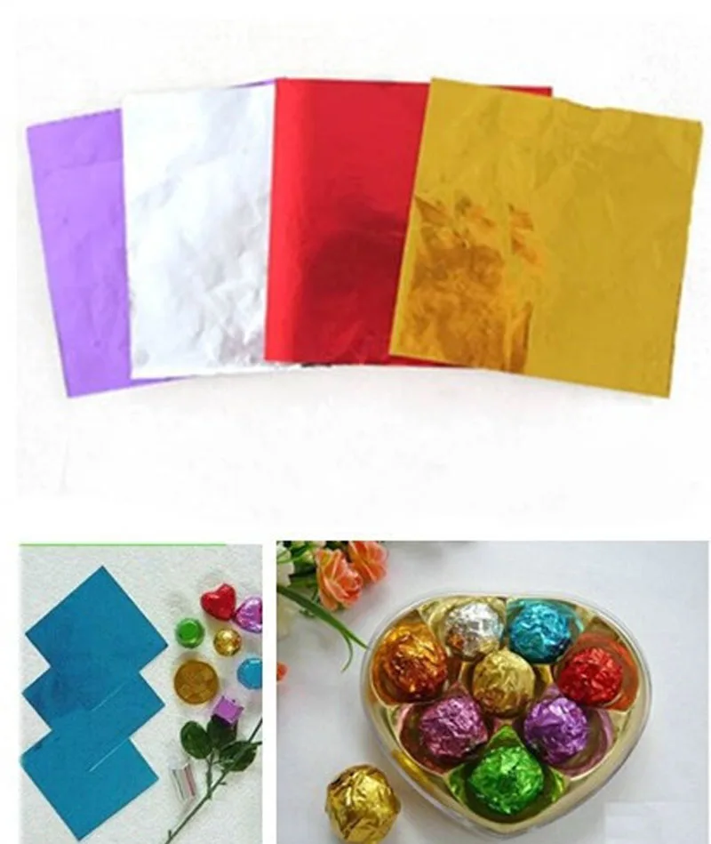 

100 Pcs 8x8cm Art Craft Imitation Gold Sliver Copper Foil Papers Leaf Leaves Sheets Gilding DIY Craft Decor Design Paper