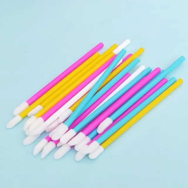 50Pcs Disposable Sponge Lip Brush Lipstick Lipgloss Cleaner Eyelashes
