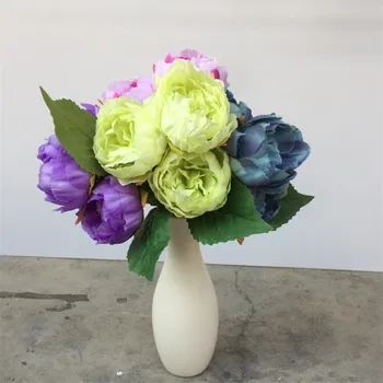 

8Pcs Fake Peony (3 heads/piece) Simulation Autumn Peonia for Wedding Home Showcase Decorative Artificial Flowers