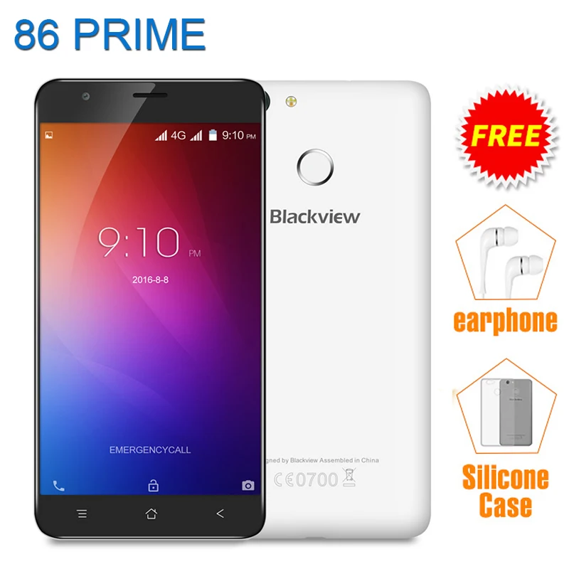 Blackview E7 Mobile Phones Smartphone 4G LTE Android 6.0 brand Cellphone 5.5 inch HD 8MP Fingerprint ID Unlocked Quad Core