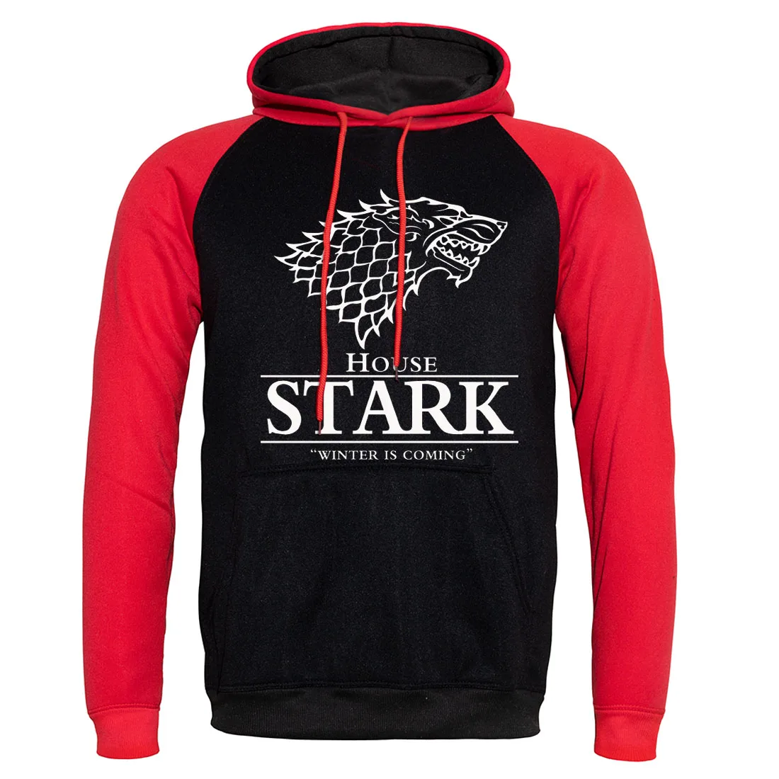 Stark New Fashion Brand Print Mens Coats Hoodies Men Pullover Harajuku Raglan Hoodie Spring Warm Game of Thrones Wolf Male - Цвет: red black5