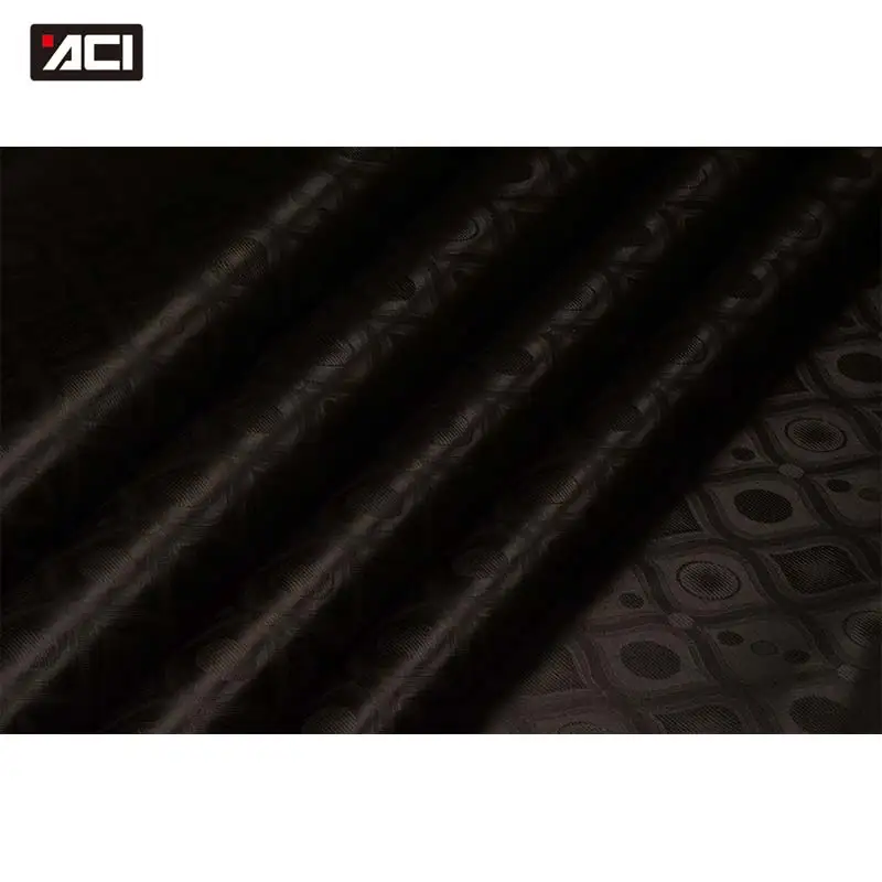 

ACI Guinea Brocade Fabric Black Color Bazin Riche Fabric High Quality 10 Yards/Bag 100% Polyester Damask Abaya Jacquard Fabric