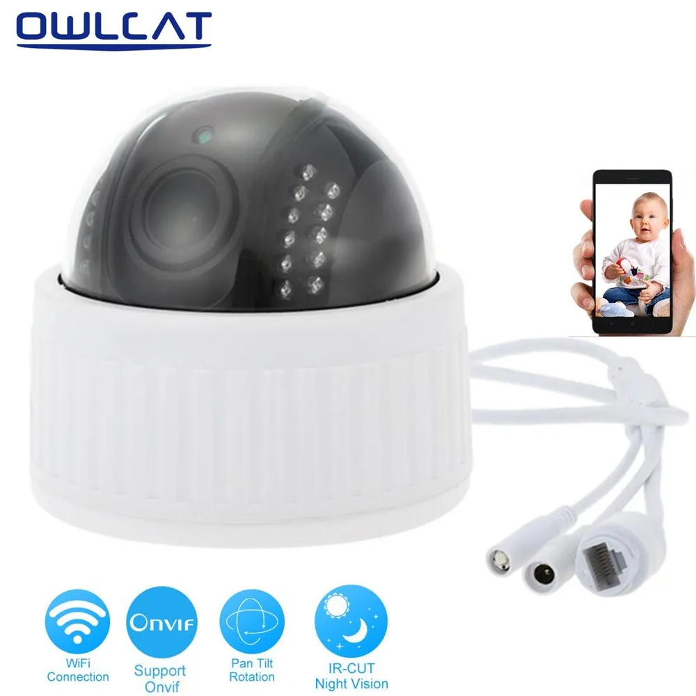 OwlCat Full HD 1080P PTZ Wireless IP Camera WiFi Dome Security CCTV Microphone Audio 2.7-13.5mm Auto Focus 5X Zoom SD Card ONVIF