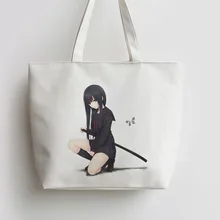 Аниме Девушки Катана японского аниме холщовые сумки сумка для покупок с персонажем из мультфильма школьная Наплечная многоразовая сумка для покупок и продуктов GA1278