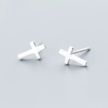 

2019 Cross Stud Earrings Trendy Summer Women Accessories Small Fine Jewelry Jewelry 925 Silver Cute Korean