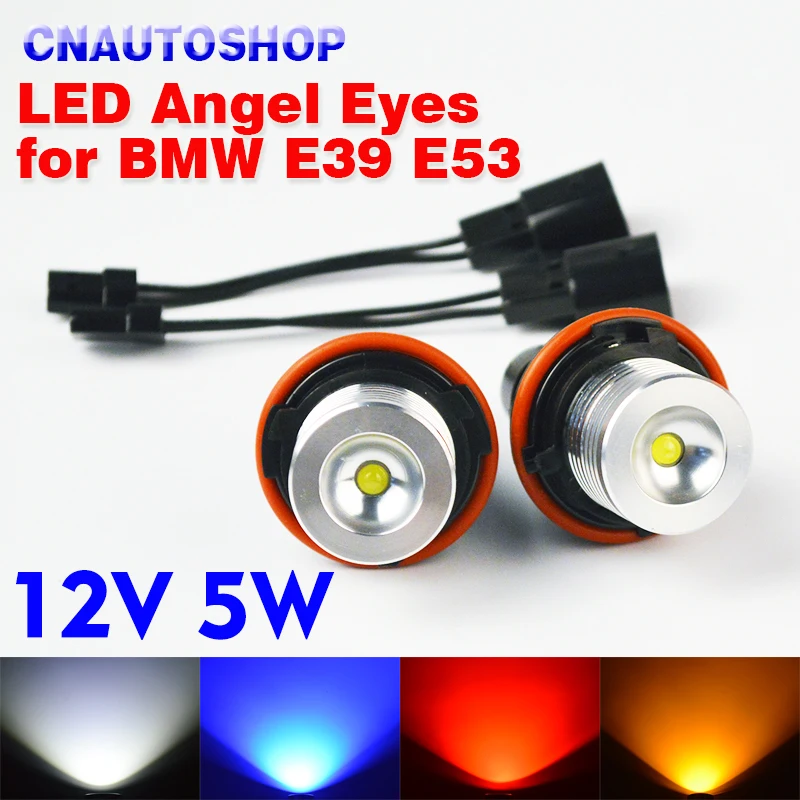 1 Set 2 Pieces 12V 5W LED Marker Angel Eyes Bridgelux Chip 7000K XENON White For